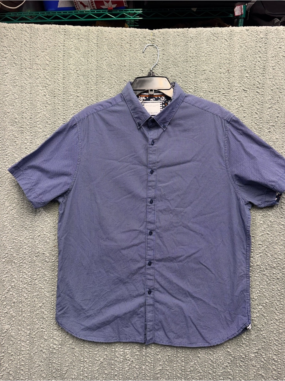 Denim & Flower Men's Short-Sleeve Button-Down Shirt - Navy Blue